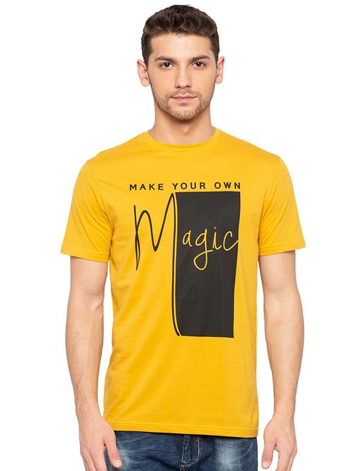 yellow typographic chest print t-shirt - 16314375 - Very Small Image - 1