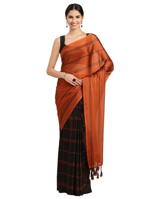striped half & half saree with blouse - 16314638 - Very Small Image - 1