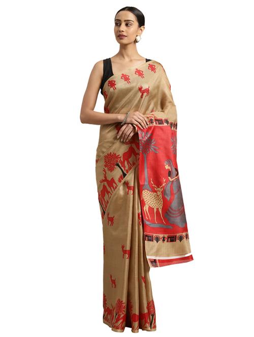 kalamkari printed saree with blouse - 16314644 - Very Small Image - 1