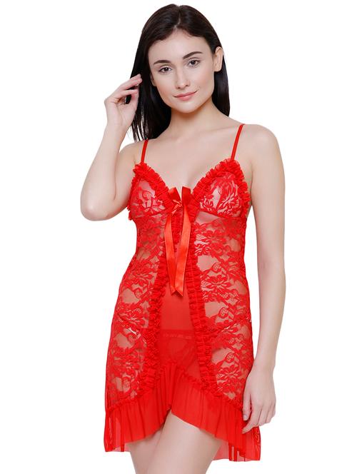 lace panel babydoll with g-string - 16314982 - Very Small Image - 1