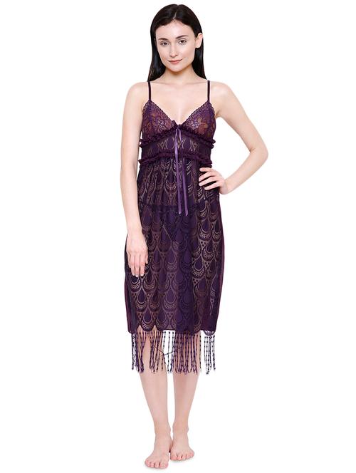 lace detail sheer babydoll with g-string - 16314995 - Very Small Image - 1