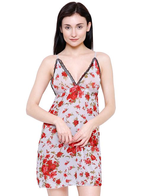 lace trim floral babydoll with g-string - 16314999 - Very Small Image - 1