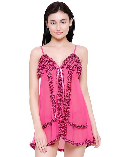 frill detail babydoll with g-string - 16315016 - Very Small Image - 1