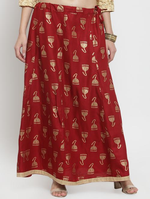 foil printed flared skirt - 16315201 - Very Small Image - 1