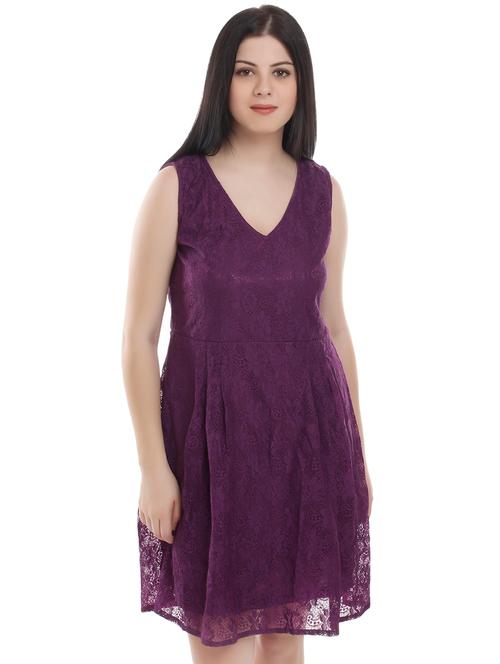 v-neck floral laced a-line dress - 16315221 - Very Small Image - 1