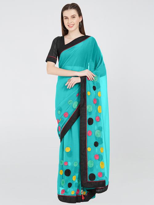 polka dots embroidered saree with blouse - 16315493 - Very Small Image - 1