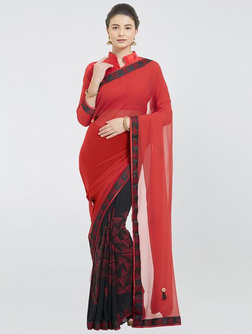 lace border half and half saree with blouse - 16315500 - Very Small Image - 1