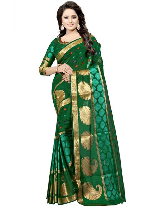 paisley zari motif banarasi saree with blouse - 16315702 - Very Small Image - 1