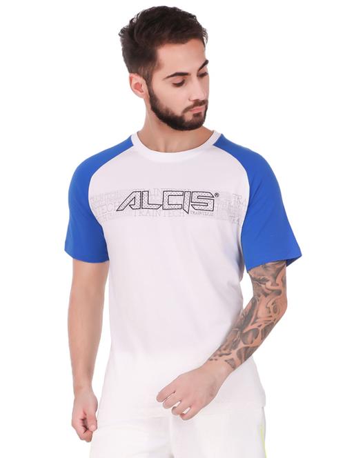 white chest print color block t-shirt - 16316549 - Very Small Image - 1