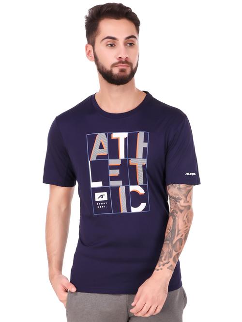 navy blue typographic chest printed t-shirt - 16316555 - Very Small Image - 1