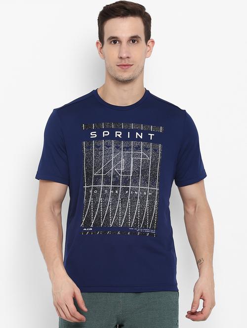 navy blue typographic chest print t-shirt - 16316598 - Very Small Image - 1