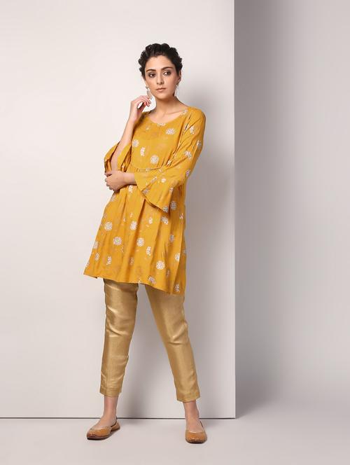 hand block printed a-line kurti - 16317149 - Very Small Image - 1
