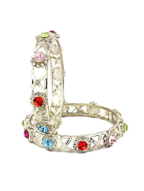 multi colored rhodium plated brass designer bangles set - 16317289 - Very Small Image - 1