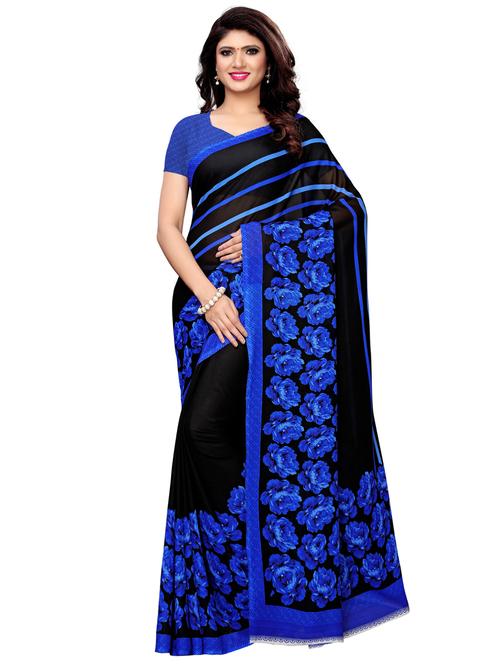 floral printed saree with blouse - 16317782 - Very Small Image - 1
