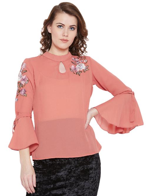 floral embroidered bell sleeved top - 16319140 - Very Small Image - 1