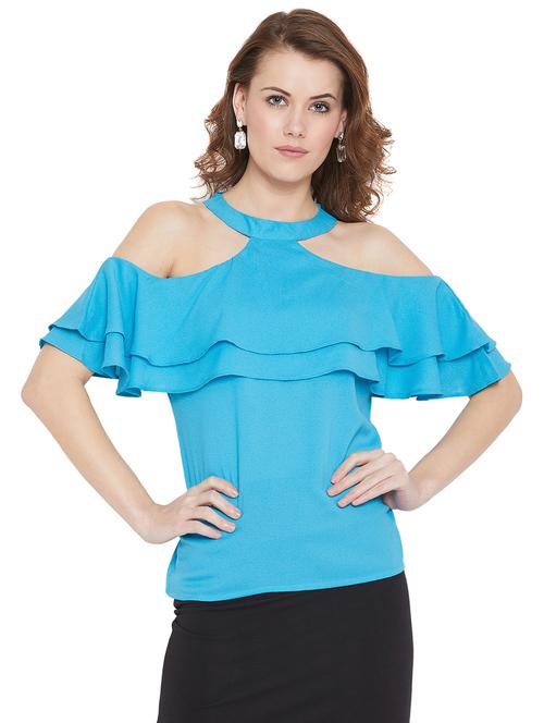 halter neck cold shoulder top - 16319141 - Very Small Image - 1