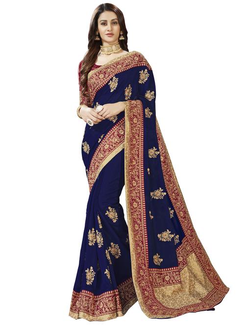 floral embroidered saree with blouse - 16319328 - Very Small Image - 1