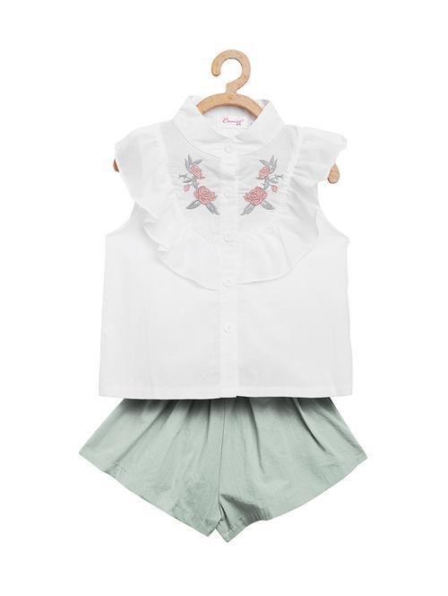 floral embroidery ruffled shorts set - 16319366 - Very Small Image - 1