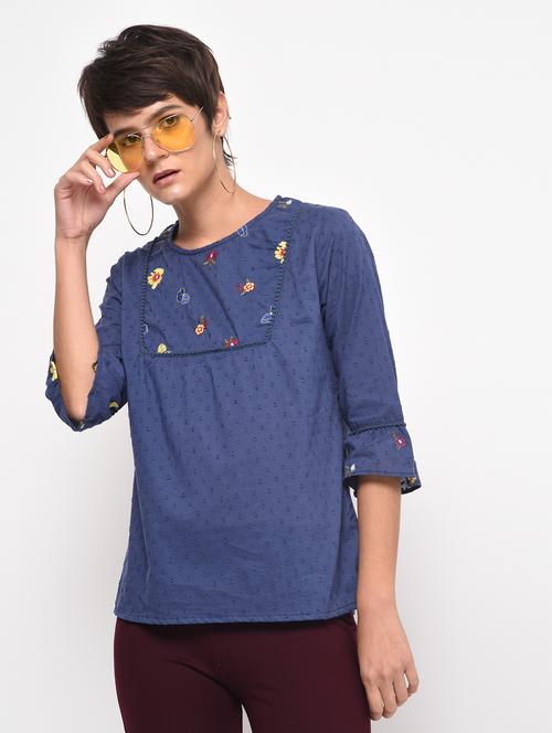 flute sleeved dobby top - 16320265 - Very Small Image - 1