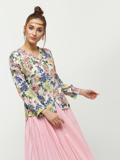 v-neck button up top - 16320273 - Very Small Image - 1
