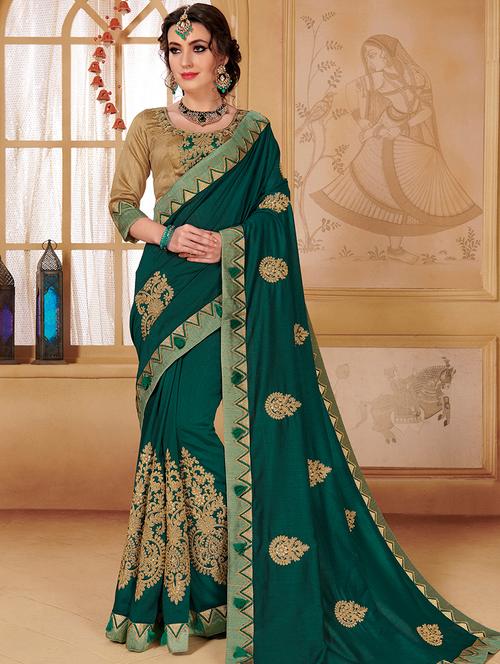 lace border embroidered saree with blouse - 16321399 - Very Small Image - 1
