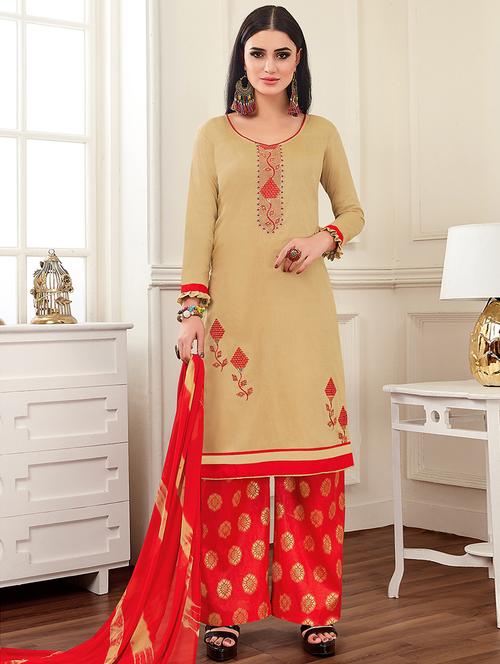 embroidered unstitched suit - 16321489 - Very Small Image - 1