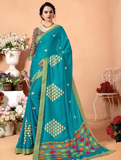 foil printed saree with blouse - 16321607 - Very Small Image - 1