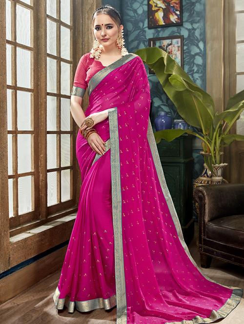 lace border printed saree with blouse - 16321611 - Very Small Image - 1