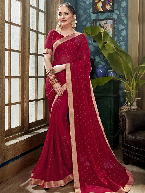 lace border printed saree with blouse - 16321614 - Very Small Image - 1