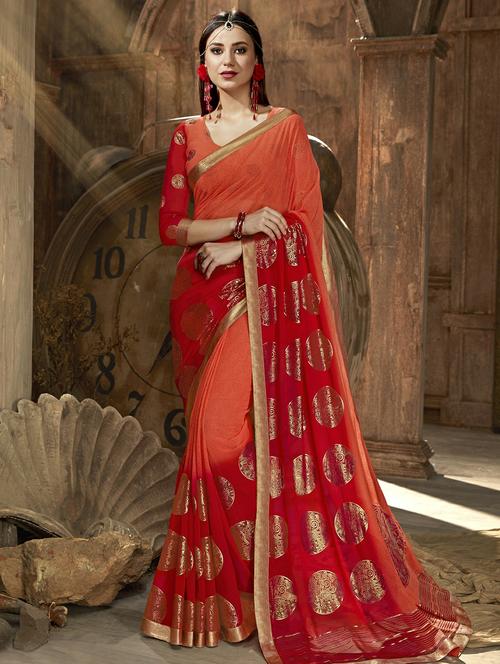 foil printed saree with blouse - 16321615 - Very Small Image - 1