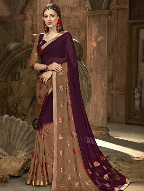 foil printed saree with blouse - 16321619 - Very Small Image - 1