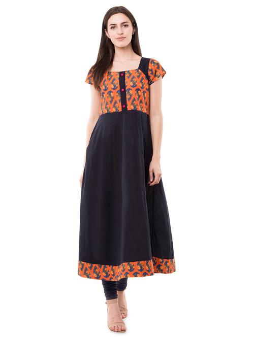 printed yoke flared kurta - 16322219 - Very Small Image - 1