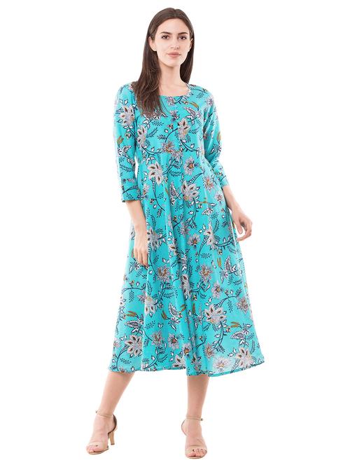 floral flared ethnic dress - 16322224 - Very Small Image - 1