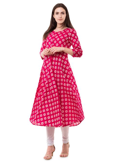ikat printed flared kurta - 16322225 - Very Small Image - 1