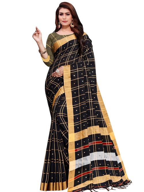 checkered woven saree with blouse - 16322497 - Very Small Image - 1