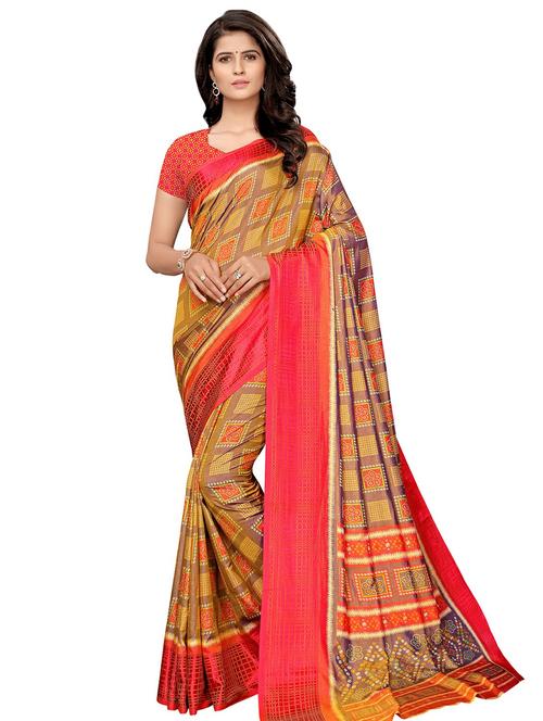 geometric printed saree with blouse - 16322508 - Very Small Image - 1