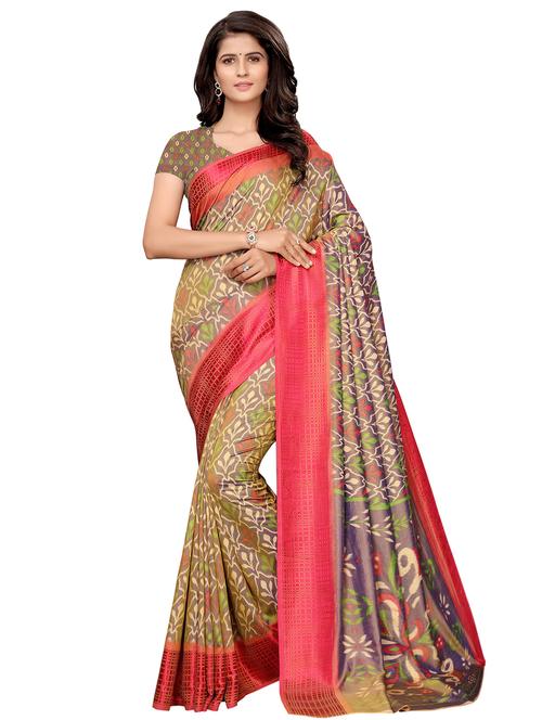 floral printed saree with blouse - 16322510 - Very Small Image - 1