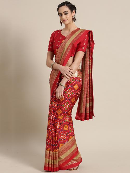 embroidered kanjivaram saree with blouse - 16322702 - Very Small Image - 1