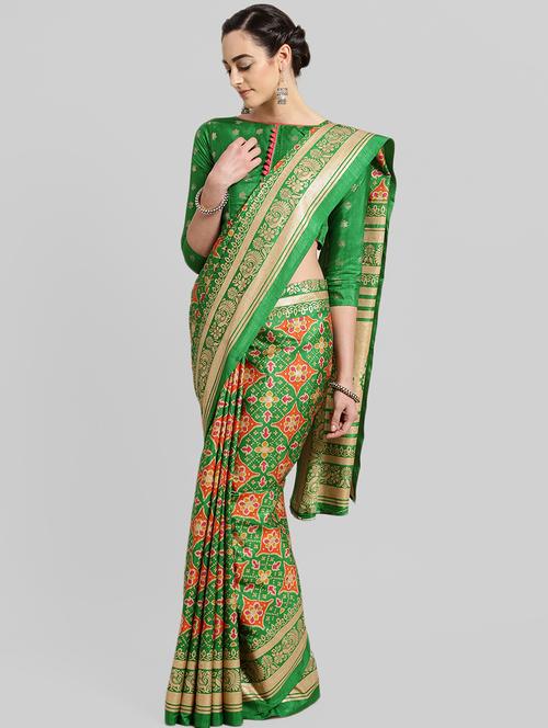 embroidered kanjivaram saree with blouse - 16322705 - Very Small Image - 1