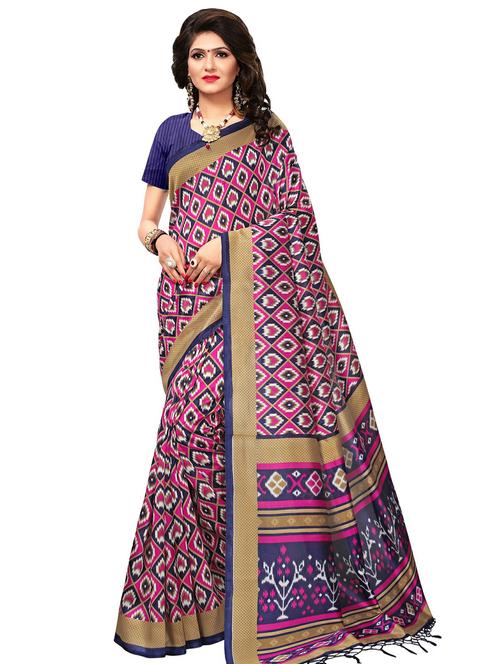 ikat printed saree with blouse - 16322712 - Very Small Image - 1
