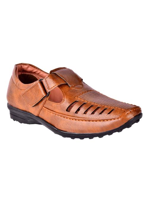 tan leatherette back strap sandals - 16322817 - Very Small Image - 1