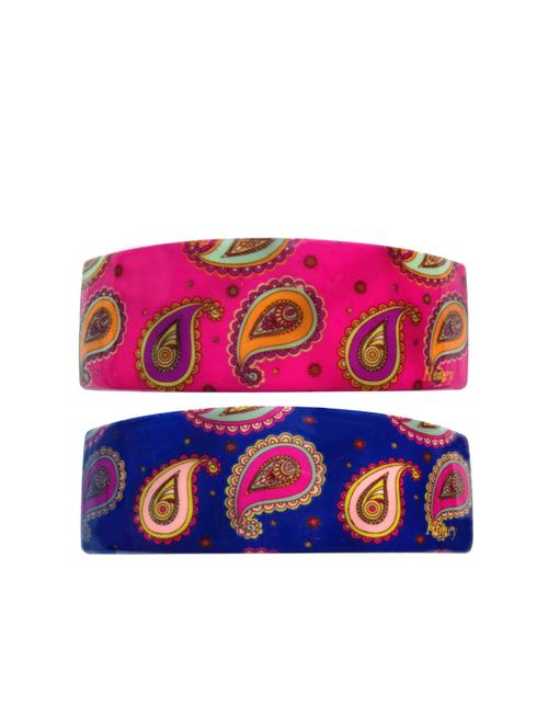 multicolour shiny floral print hair ponytail barrette clutcher clip - 16323389 - Very Small Image - 1