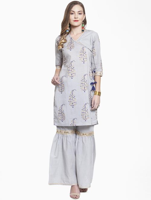 angrakha kurta with sharara set - 16324013 - Very Small Image - 1