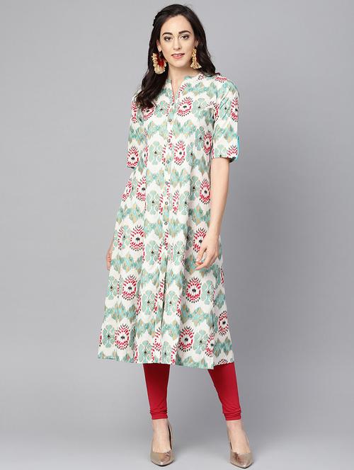 ikat printed a-line kurta - 16324039 - Very Small Image - 1