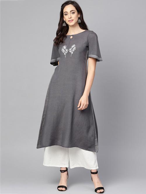 embroidered a-line kurta - 16324045 - Very Small Image - 1