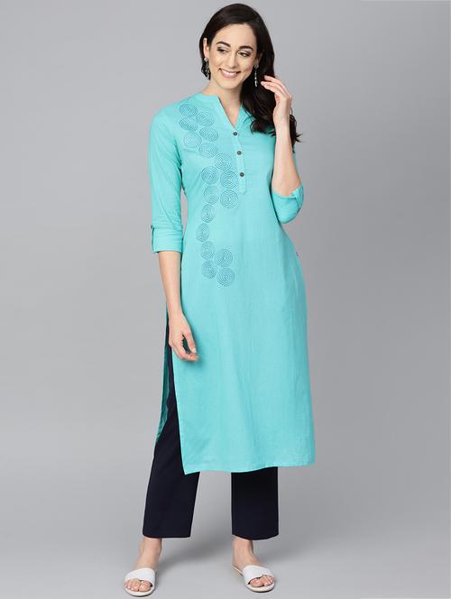 embroidered straight kurta - 16324046 - Very Small Image - 1