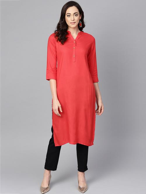 solid straight kurta - 16324047 - Very Small Image - 1