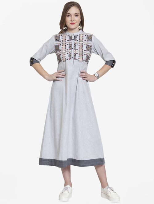 embroidered a-line ethnic dress - 16324051 - Very Small Image - 1