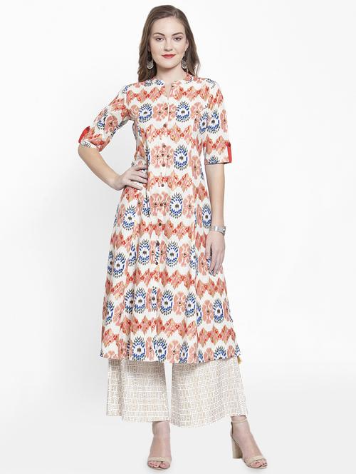 ikat printed kurta palazzo set - 16324153 - Very Small Image - 1