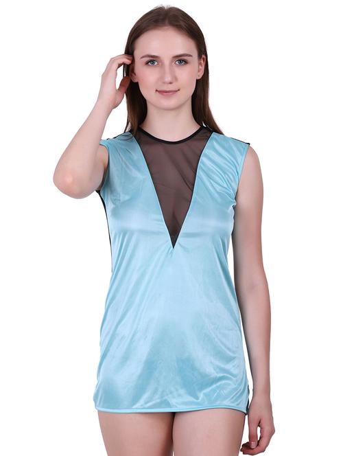 contrast mesh crew neck baby doll - 16324558 - Very Small Image - 1